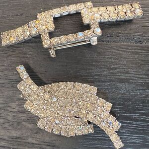 Vintage rhinestone broaches authentic vintage roll pin clasps